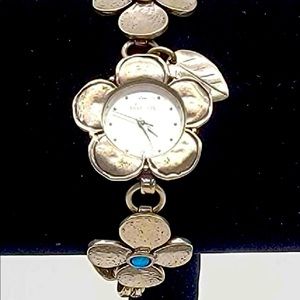 Shablool Sterling Silver & Opal Floral Watch